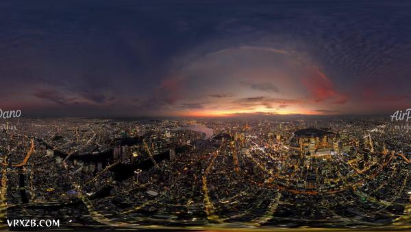 【360° VR】东京的夜晚，日本。航空360视频12K