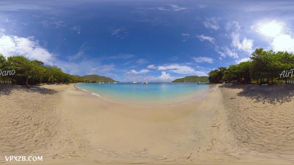 【360° VR】加勒比海的天堂。热带海滩休闲，360视频，8K