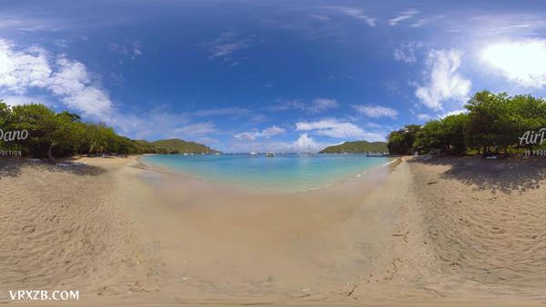 【360° VR】加勒比海的天堂。热带海滩休闲，360视频，8K